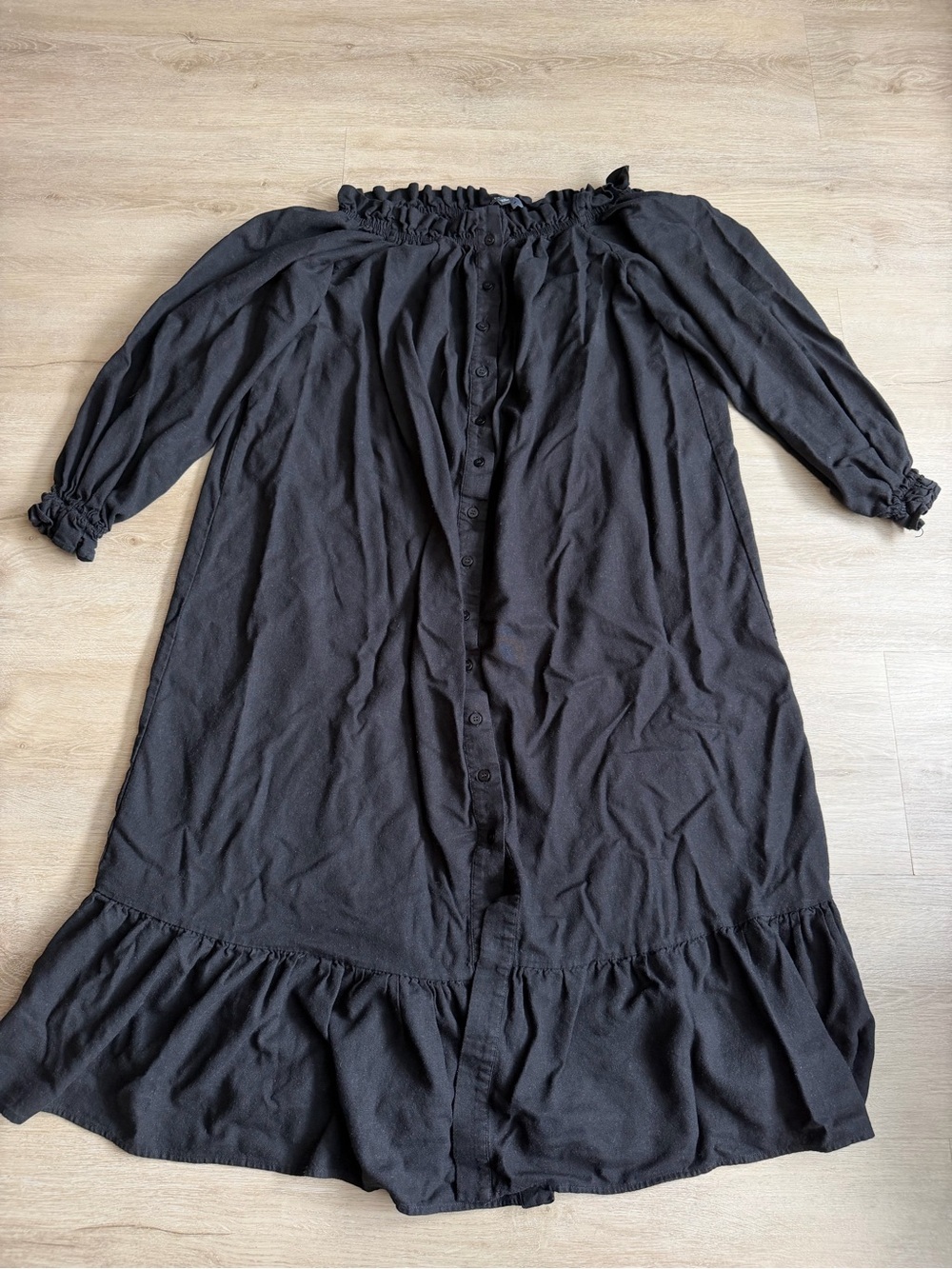 Eloquii Dress Womens 14/16 Black Long Sleeve Linen Blend Modest Maxi